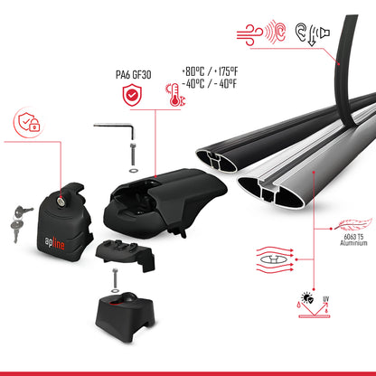 Compatible con Q7 (4M) 2016-2025 ACE-2 Barras de Techo Auto Portaequipajes Barras Transversales Negro Aluminio 2 Barras