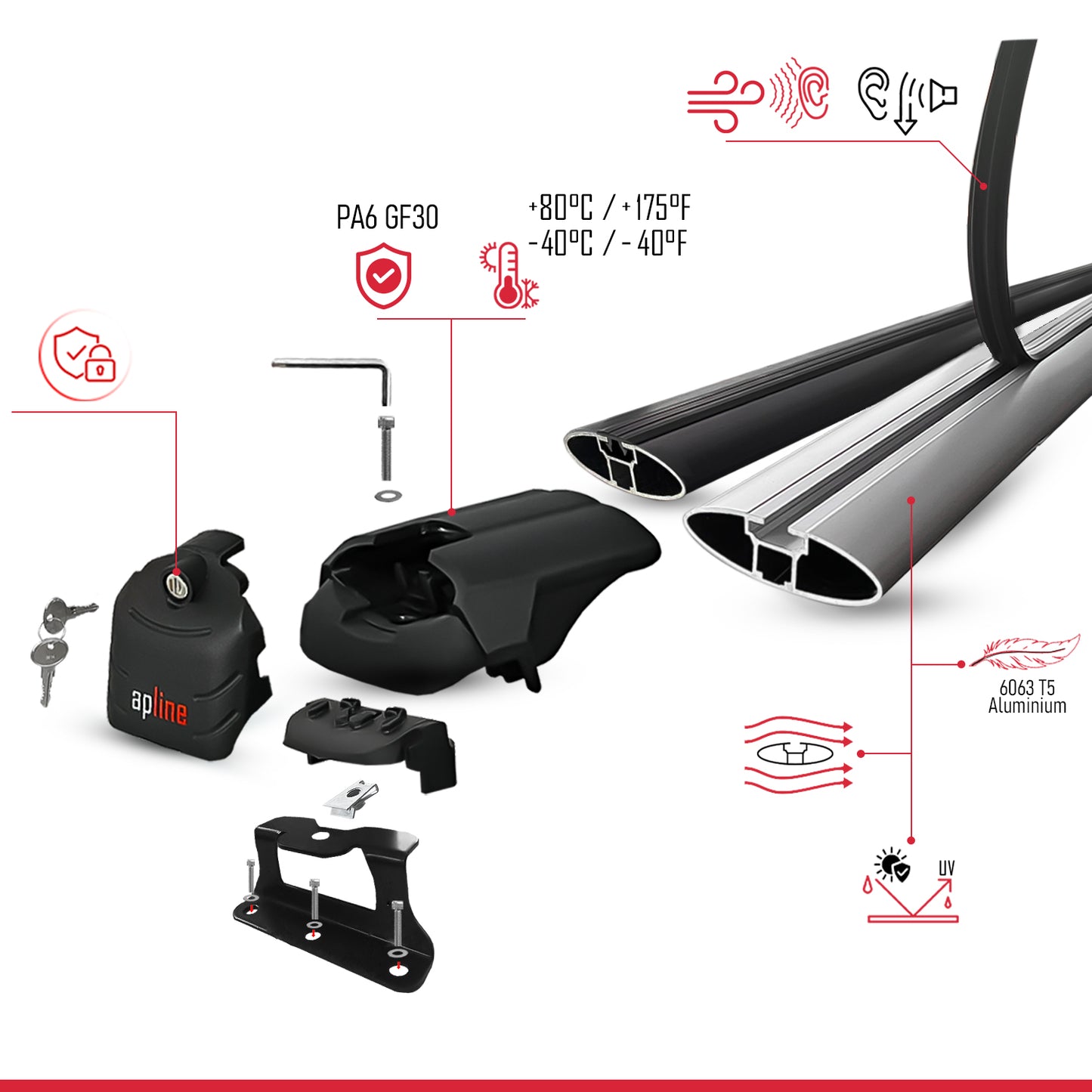 Compatible con Honda CR-V 2 2002-2006 ACE-2 Barras de Techo Auto Portaequipajes Barras Transversales Negro Aluminio 2 Barras