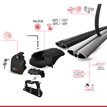 Compatible con Honda CR-V 2 2002-2006 ACE-2 Barras de Techo Auto Portaequipajes Barras Transversales Gris Aluminio 2 Barras