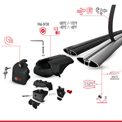 Compatible con Subaru Forester 2024-2025 ACE-2 Barras de Techo Auto Portaequipajes Barras Transversales Gris Aluminio 2 Barras