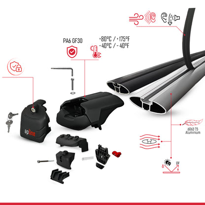 Compatible con Volkswagen T-Cross (C11) 2019-2025 ACE-2 Barras de Techo Auto Portaequipajes Barras Transversales Gris Aluminio 2 Barras