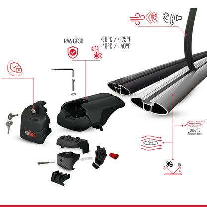 Compatible con Mitsubishi Outlander 2022-2025 ACE-2 Barras de Techo Auto Portaequipajes Barras Transversales Gris Aluminio 2 Barras