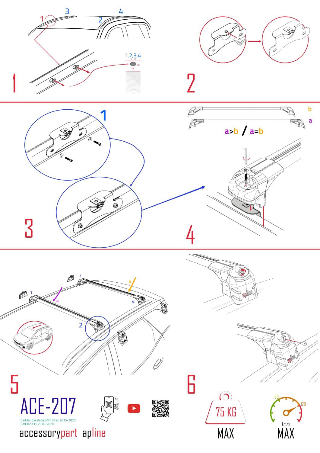Compatible avec Chevrolet Tahoe 4 2015-2020 ACE-2 Barres de Toit Railing Porte-Bagages de Voiture Gris Aluminium 2 Barres