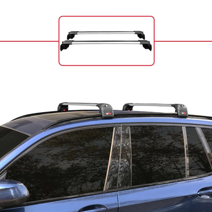 Compatible con BMW X3 (G01) 2018-2024 ACE-2 Barras de Techo Auto Portaequipajes Barras Transversales Gris Aluminio 2 Barras