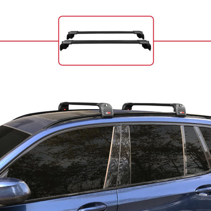 Compatible avec BMW X3 (G01) 2018-2024 ACE-2 Barres de Toit Railing Porte-Bagages de Voiture Noir Aluminium 2 Barres