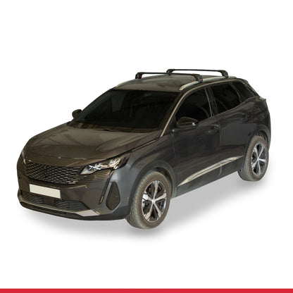 Compatible avec Peugeot 3008 II (P84) Post-Facelift 2021-2023 ACE-2 Barres de Toit Railing Porte-Bagages de Voiture Noir Aluminium 2 Barres