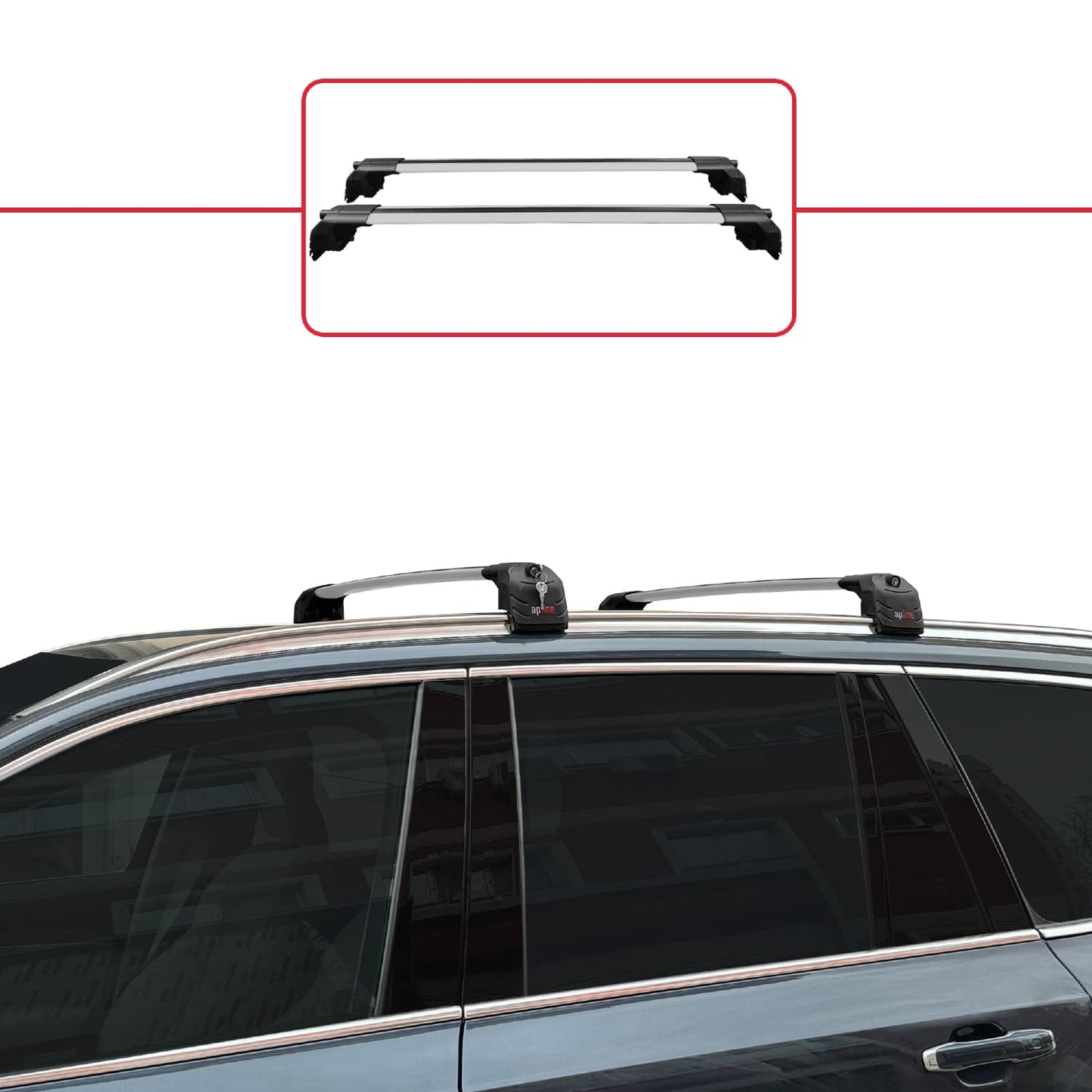 Compatible con Volvo XC90 II 2015-2025 ACE-2 Barras de Techo Auto Portaequipajes Barras Transversales Gris Aluminio 2 Barras