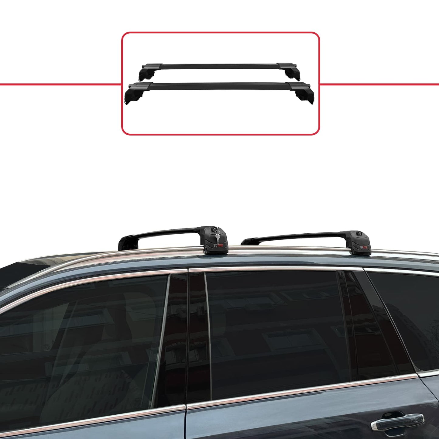 Compatible con Volvo XC90 II 2015-2025 ACE-2 Barras de Techo Auto Portaequipajes Barras Transversales Negro Aluminio 2 Barras