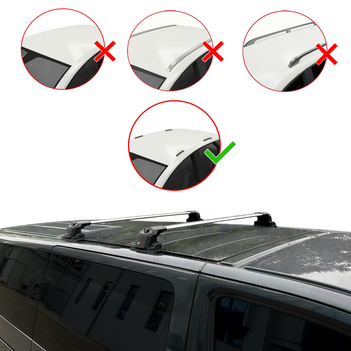 Compatible avec Volkswagen Transporter (T6) 2016-2022 ACE-3 Barres de Toit Railing Porte-Bagages de Voiture Gris Aluminium 2 Barres