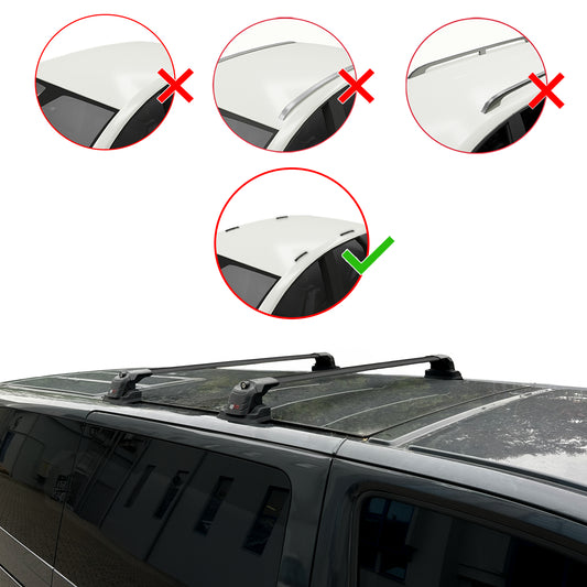 Compatible con Volkswagen Shuttle (T5) 2003-2015 ACE-3 Barras de Techo Auto Portaequipajes Barras Transversales Negro Aluminio 2 Barras