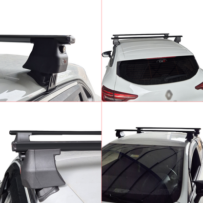 Compatible con Renault Clio 4 2013-2020 ACE-4 Barras de Techo Auto Portaequipajes Barras Transversales Negro Aluminio 2 Barras