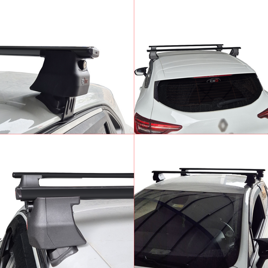 Compatible con Renault Clio 4 2013-2020 ACE-4 Barras de Techo Auto Portaequipajes Barras Transversales Negro Aluminio 2 Barras