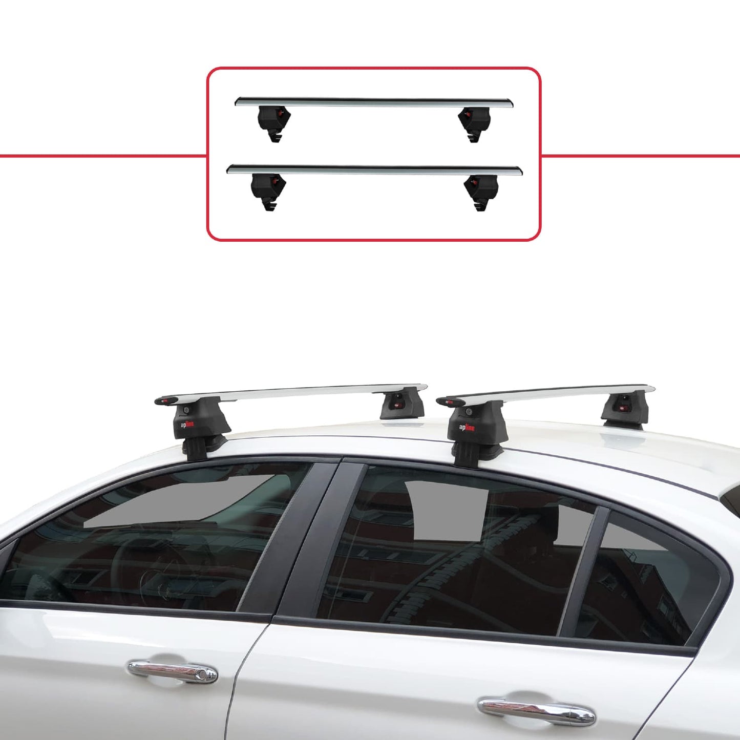 Compatibile con Fiat Egea Sedan 2015-2025 ACE-4 Barre Portatutto Portapacchi Auto Alluminio Grigio 2 Barre