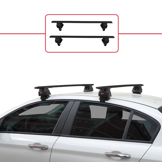Compatible con Fiat Egea Berlina 2015-2025 ACE-4 Barras de Techo Auto Portaequipajes Barras Transversales Negro Aluminio 2 Barras