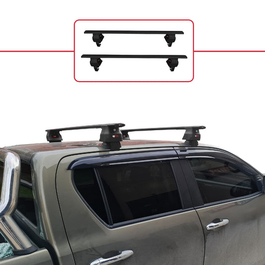 Compatible con Toyota Hilux 8 (AN130) 2015-2025 ACE-4 Barras de Techo Auto Portaequipajes Barras Transversales Negro Aluminio 2 Barras