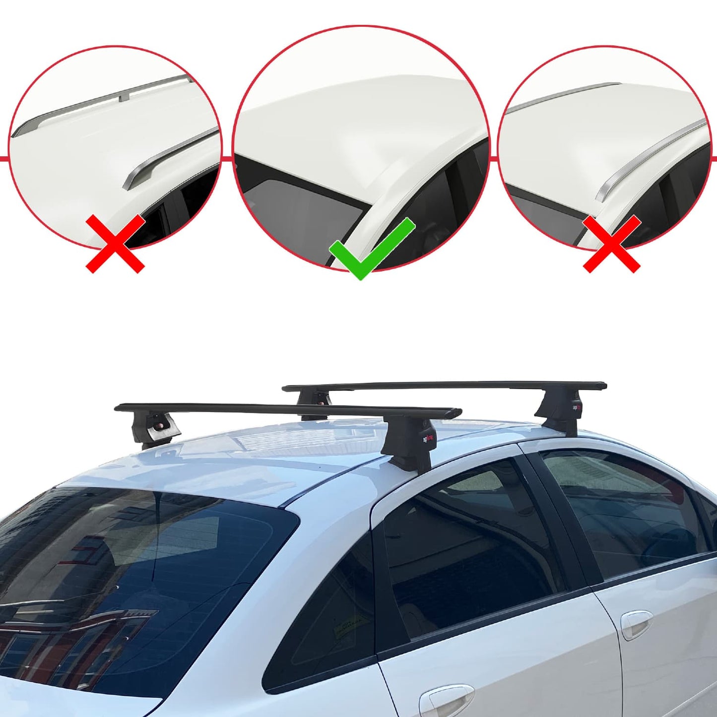 Compatibile con Fiat Linea (323) 2007-2016 ACE-4 Barre portatutto per auto Portapacchi Alluminio nero 2 barre