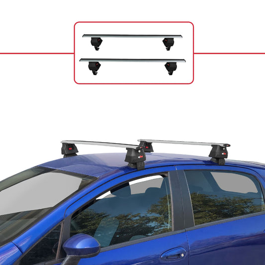 Compatible con Fiat Grande Punto (199) 2005-2012 ACE-4 Barras de Techo Auto Portaequipajes Barras Transversales Gris Aluminio 2 Barras