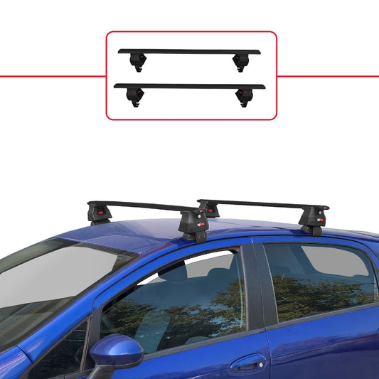 Compatible con Fiat Grande Punto (199) 2005-2012 ACE-4 Barras de Techo Auto Portaequipajes Barras Transversales Negro Aluminio 2 Barras