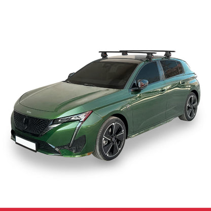 Compatible with Peugeot 308 III (P5) 2021-2025 ACE-4 Car Roof Rack Cross Bar Black Aluminium 2 Bars