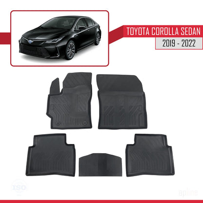 Compatible avec Toyota Corolla 12 (E210) Berline 2019-2022 4D Tapis de Voiture Noir