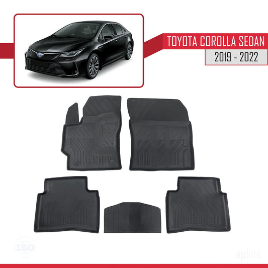 Compatible con Toyota Corolla 12 (E210) Berlina 2019-2022 4D Alfombrillas de Goma Negro