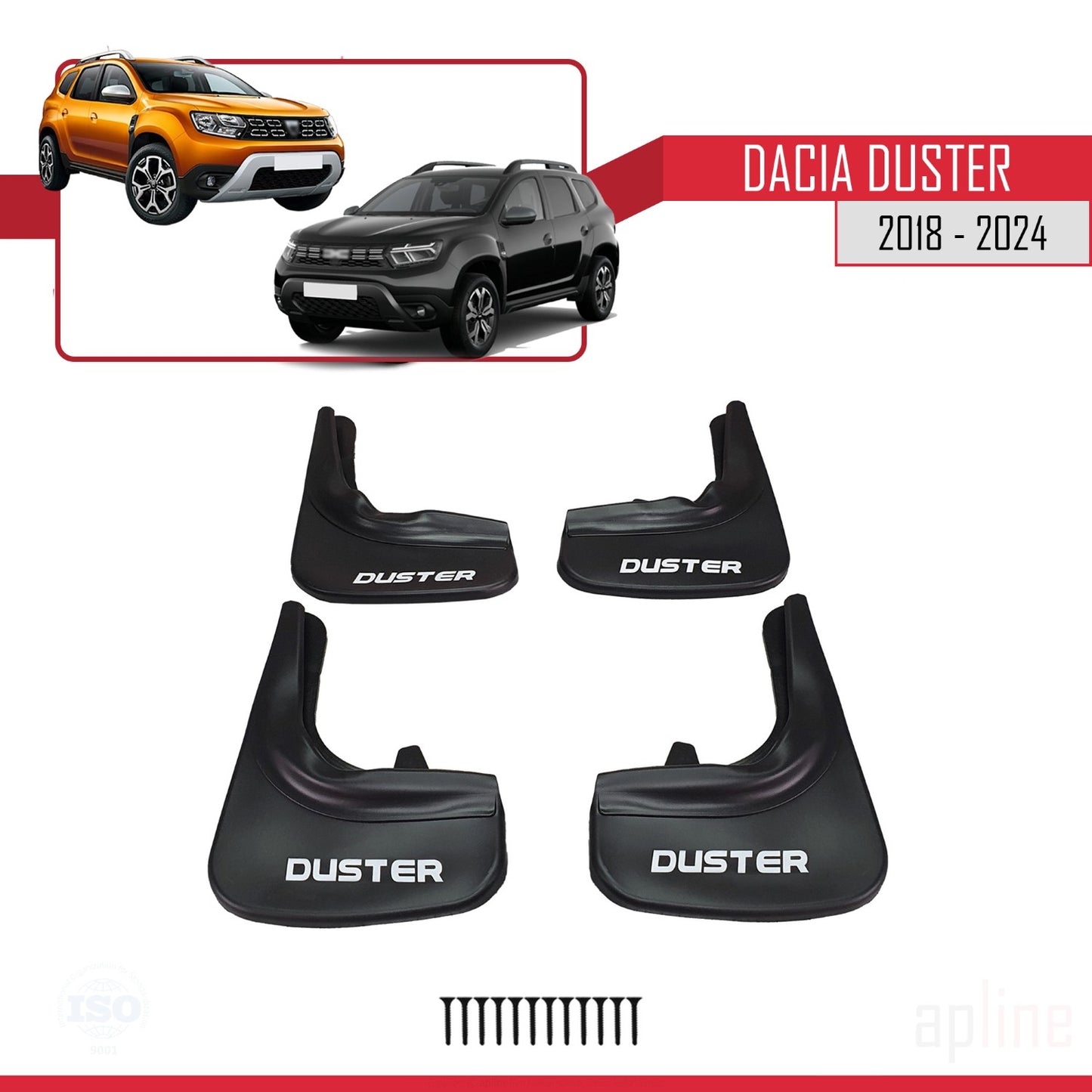 Compatible avec Dacia Duster 2 (HM) 2018-2024 Jeu de Bavettes Garde-boue Avant et Arrière de Voiture 4 Pcs Noir