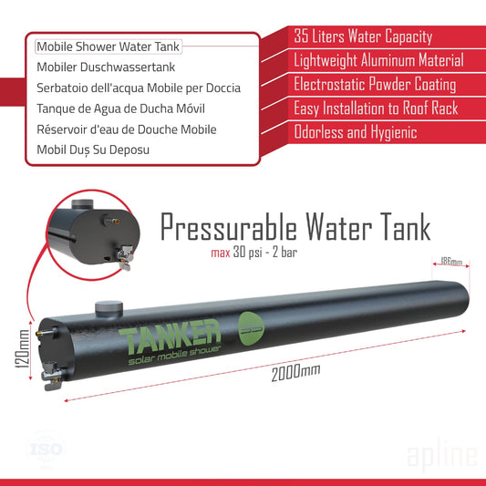 Tanker Solar Shower Tanque de ducha presurizable de 35 litros