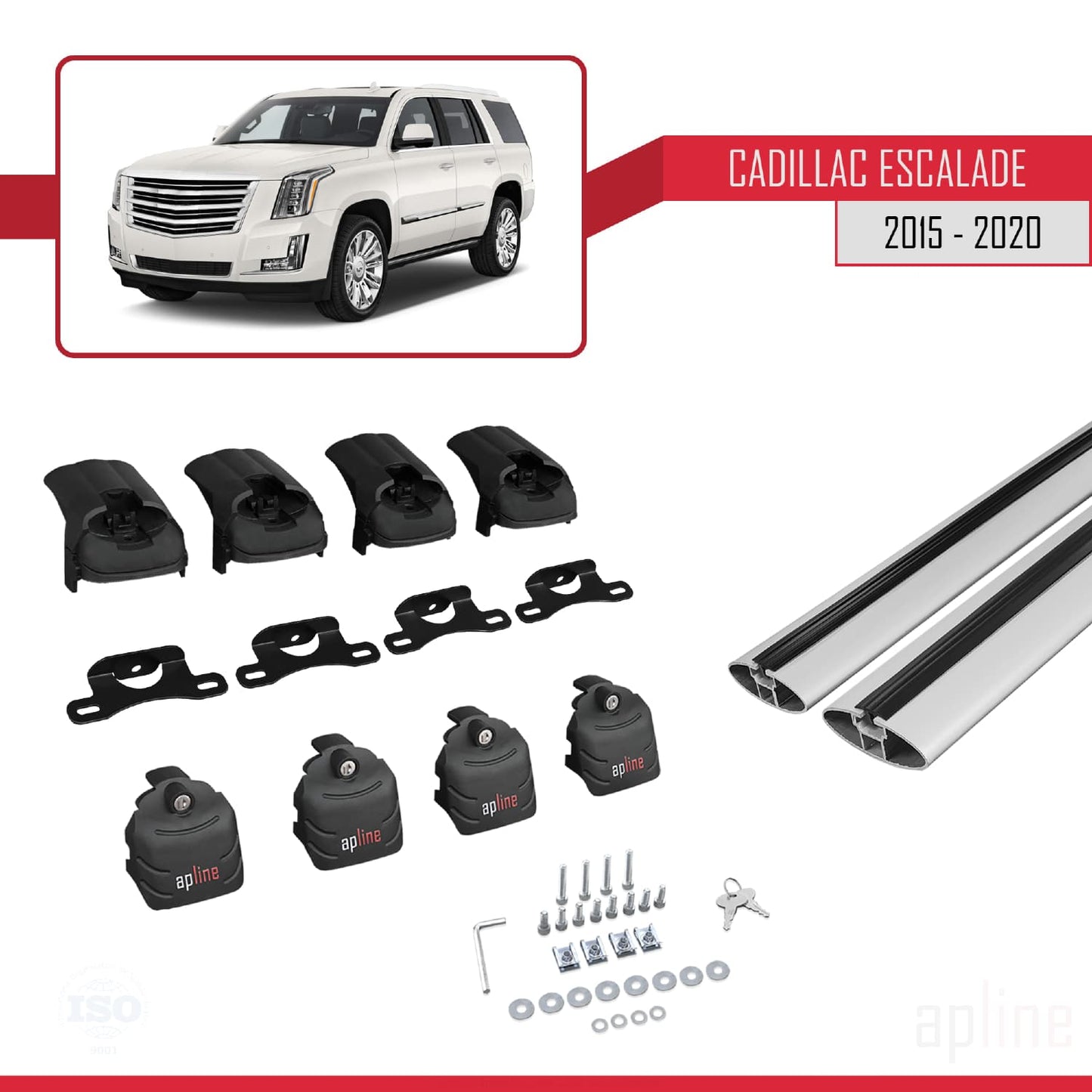 Compatibile con Cadillac Escalade 2015-2020 ACE-2 Barre portatutto per auto Portapacchi in alluminio grigio 2 barre