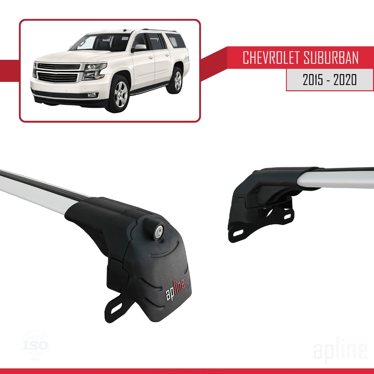 Compatibile con Chevrolet Suburban 2015-2020 ACE-2 Portapacchi per auto in alluminio grigio 2 barre