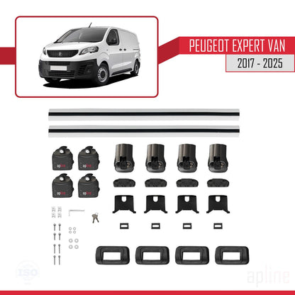 Compatible avec Peugeot Expert VAN 2017-2025 ACE-3 Barres de Toit Railing Porte-Bagages de Voiture Gris Aluminium 2 Barres