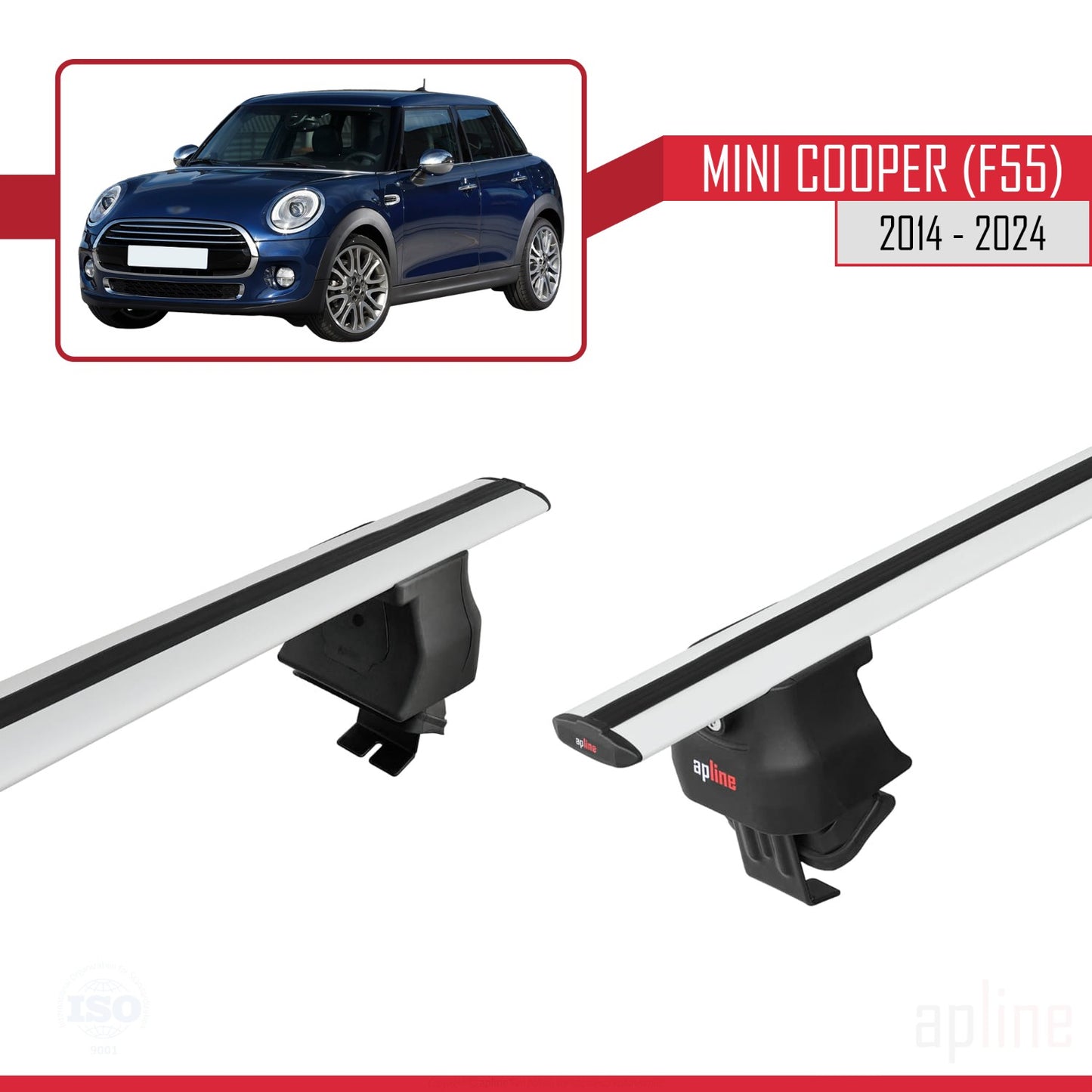 Compatible avec Mini Cooper (F55) 2014-2024 ACE-4 Barres de Toit Railing Porte-Bagages de Voiture Gris Aluminium 2 Barres