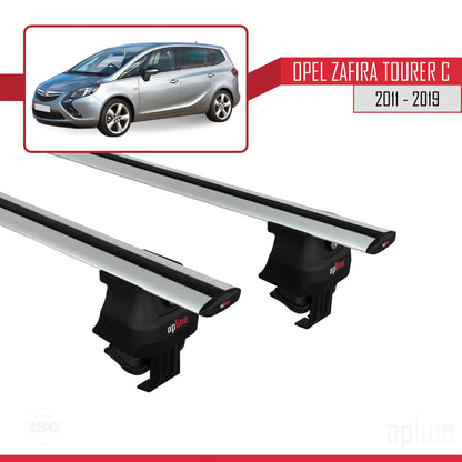 Compatible with Opel Zafira Tourer C 2011-2019 ACE-4 Car Roof Rack Cross Bar Grey Aluminium 2 Bars