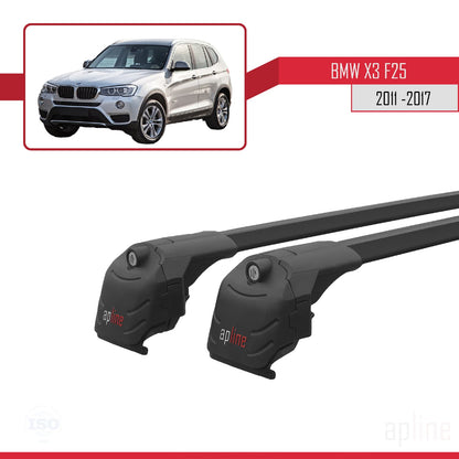 Compatibile con BMW X3 (F25) 2011-2017 ACE-2 Barre portatutto per auto Portapacchi in alluminio nero 2 barre