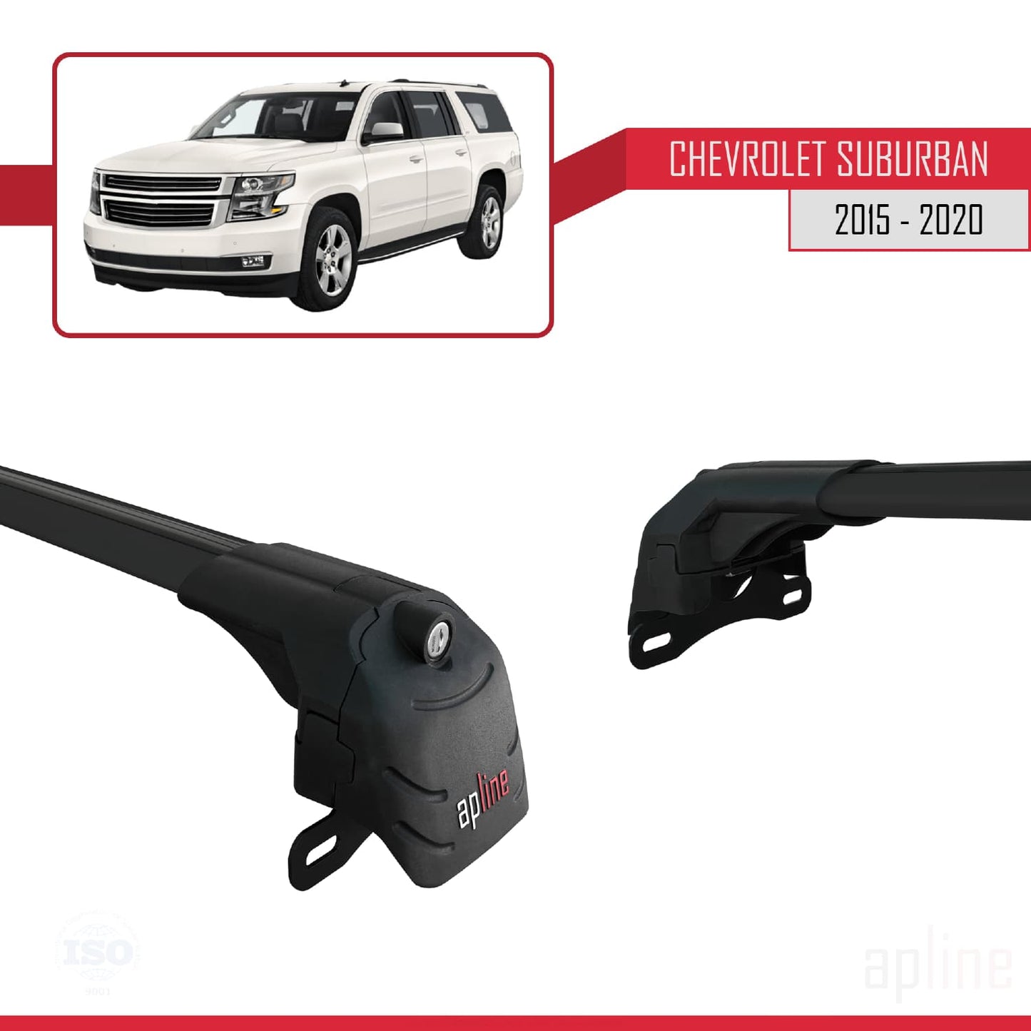 Compatibile con Chevrolet Suburban 2015-2020 ACE-2 Barre portatutto per auto Portapacchi in alluminio nero 2 barre