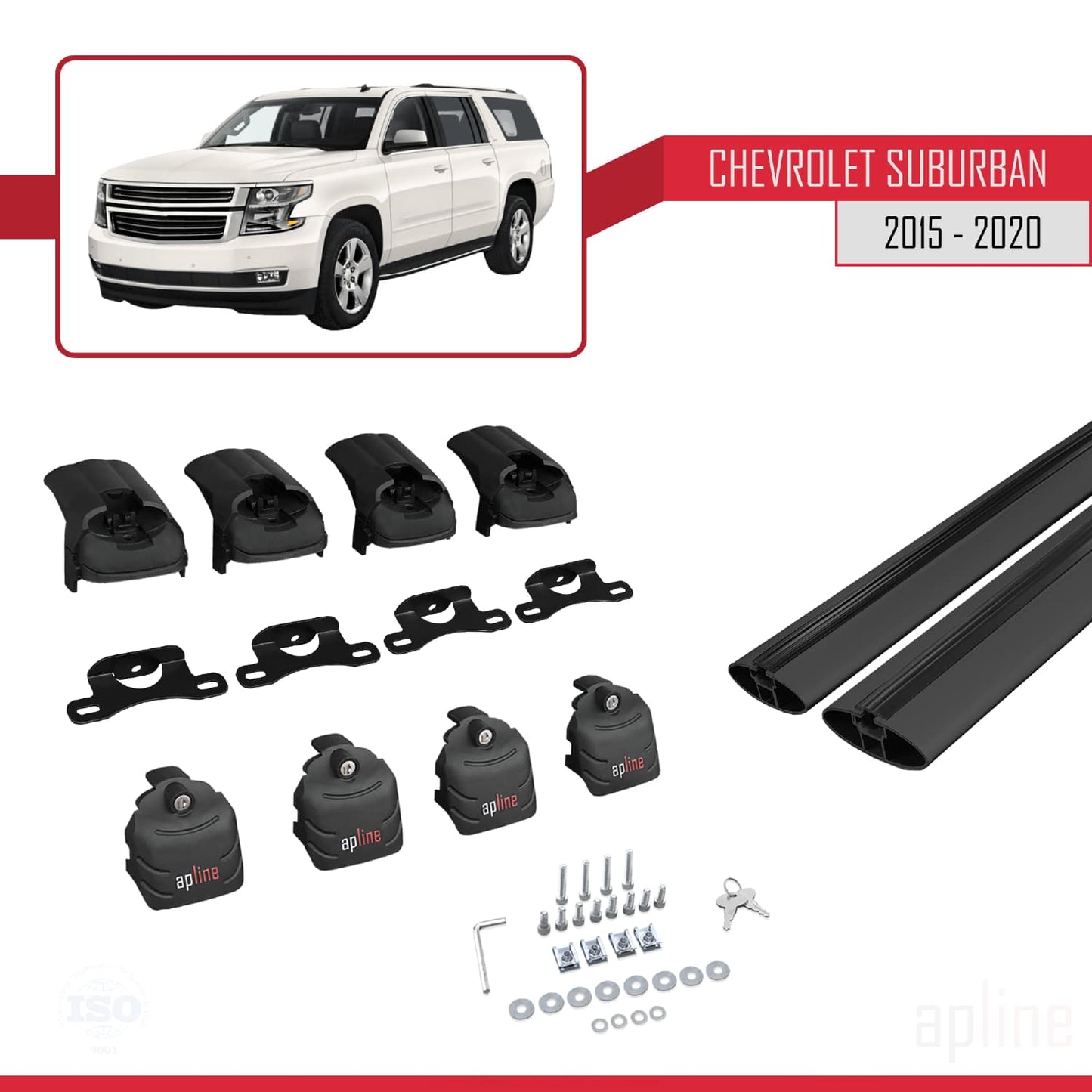 Compatibile con Chevrolet Suburban 2015-2020 ACE-2 Barre portatutto per auto Portapacchi in alluminio nero 2 barre