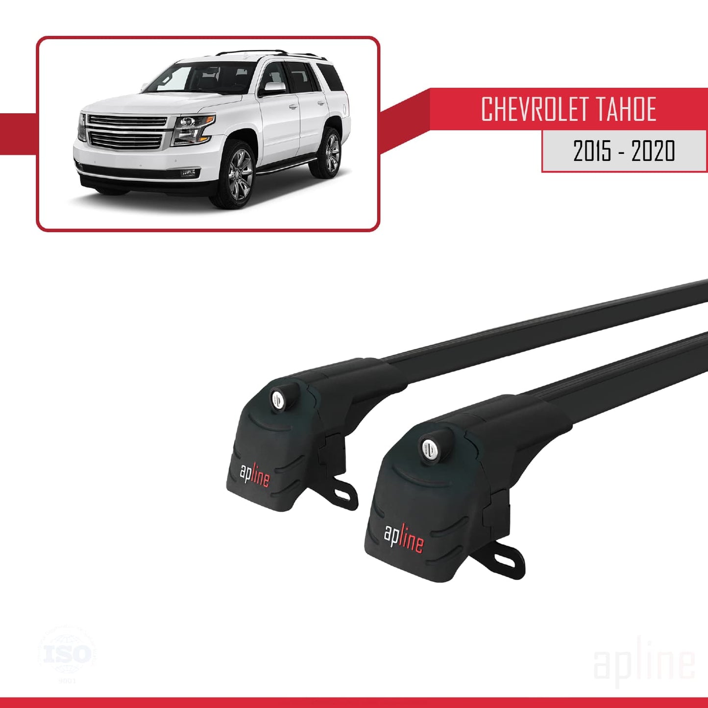 Compatibile con Chevrolet Tahoe 4 2015-2020 ACE-2 Barre portatutto per auto Portapacchi in alluminio nero 2 barre