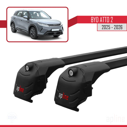 Compatible avec BYD Atto 2 2025-2026 ACE-2 Barres de Toit Railing Porte-Bagages de Voiture Noir Aluminium 2 Barres