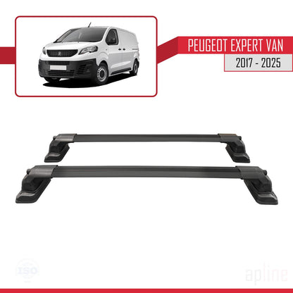 Compatible avec Peugeot Expert VAN 2017-2025 ACE-3 Barres de Toit Railing Porte-Bagages de Voiture Noir Aluminium 2 Barres