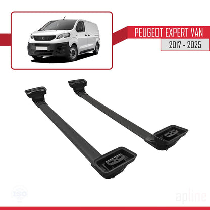 Compatible avec Peugeot Expert VAN 2017-2025 ACE-3 Barres de Toit Railing Porte-Bagages de Voiture Noir Aluminium 2 Barres