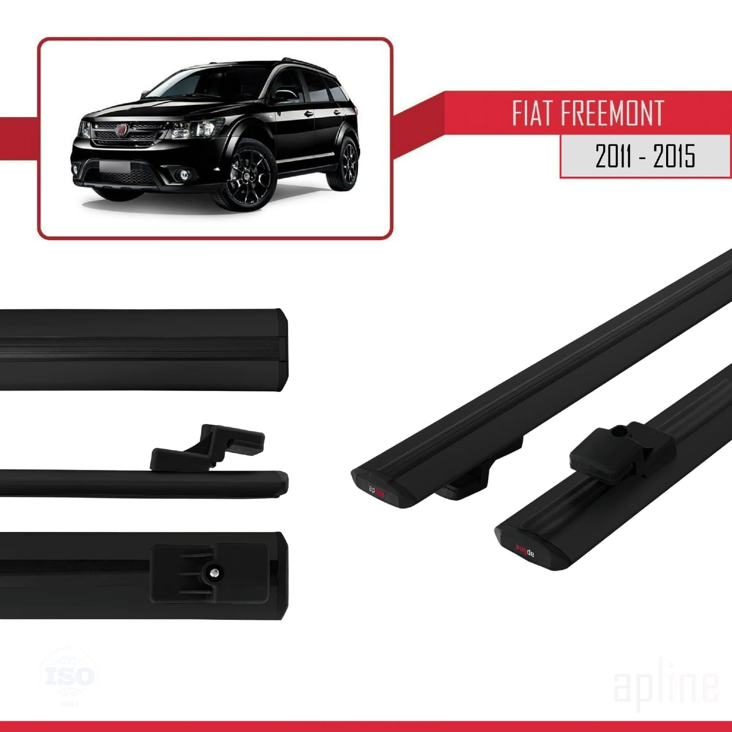 Compatibile con Fiat Freemont 2011-2015 modello BASIC Barre portatutto per auto Portapacchi in alluminio nero 2 barre