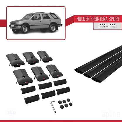 Compatible avec Holden Frontera Sport 1992-1998 FLY Model Barres de Toit Railing Porte-Bagages de Voiture Noir Aluminium 3 Barres