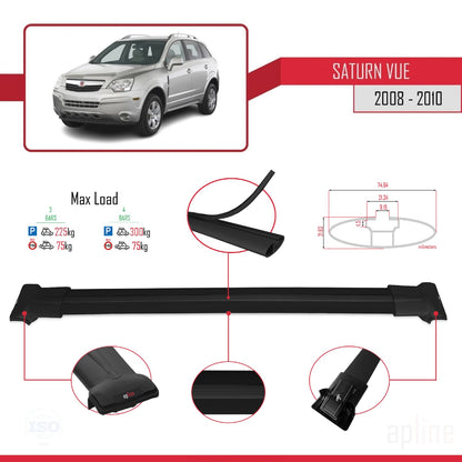 Compatible with Saturn Vue 2 2008-2010 FLY Model Car Roof Rack Cross Bar Black Aluminium 3 Bars