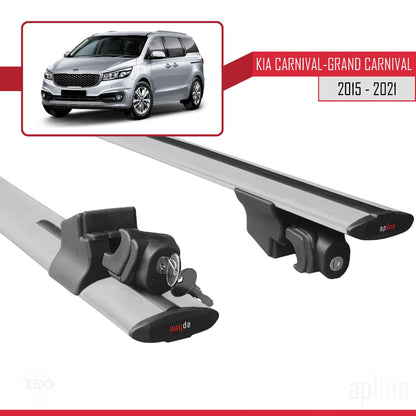 Compatible with Kia Carnival 3 (YP) 2015-2021 HOOK Model Car Roof Rack Cross Bar Grey Aluminium 2 Bars