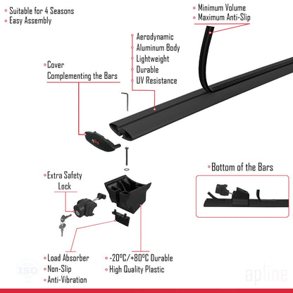 Compatible avec MG Marvel R 2021-2025 HOOK Model Barres de Toit Railing Porte-Bagages de Voiture Noir Aluminium 2 Barres