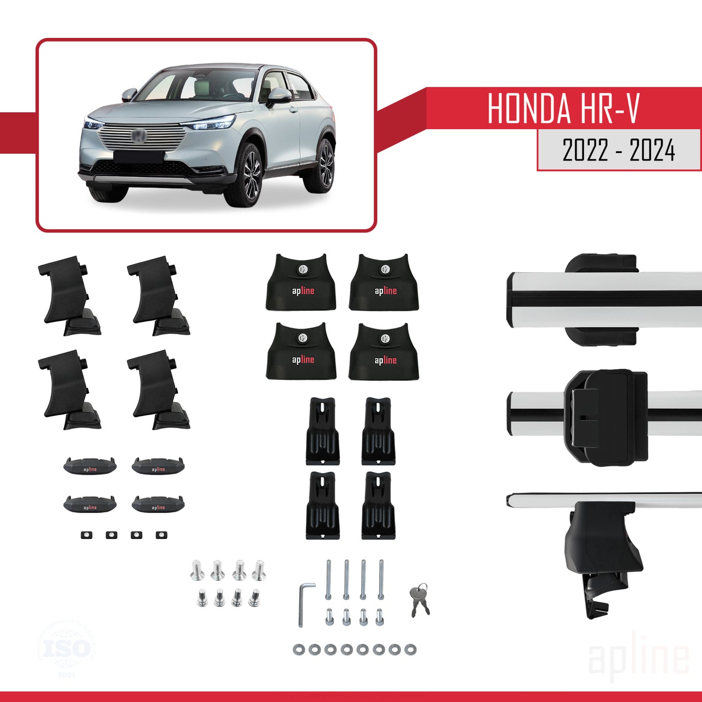 Compatible avec Honda HR-V 3 2022-2025 ACE-4 Barres de Toit Railing Porte-Bagages de Voiture Gris Aluminium 2 Barres
