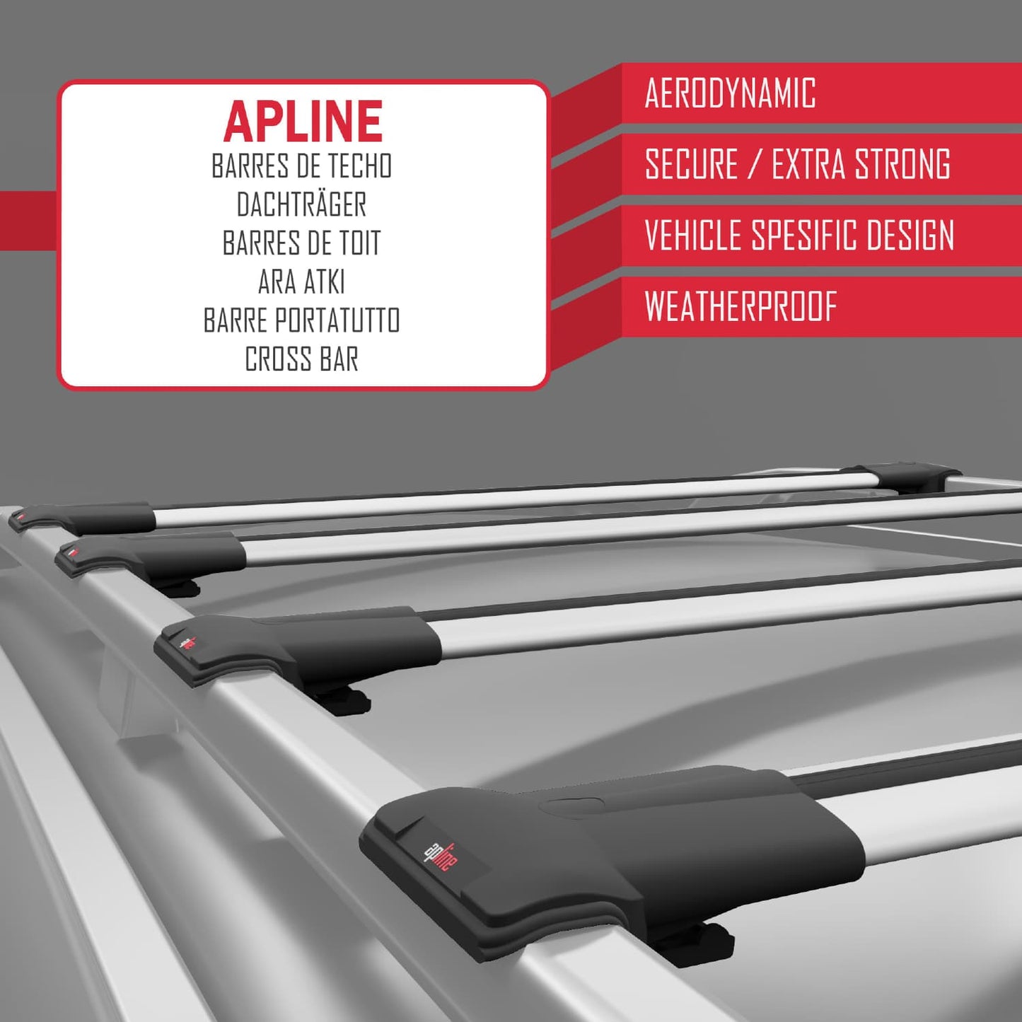 Compatible avec KIA EV9 GT-LINE 2024-2025 FLY Model Barres de Toit Railing Porte-Bagages de Voiture Gris Aluminium 4 Barres