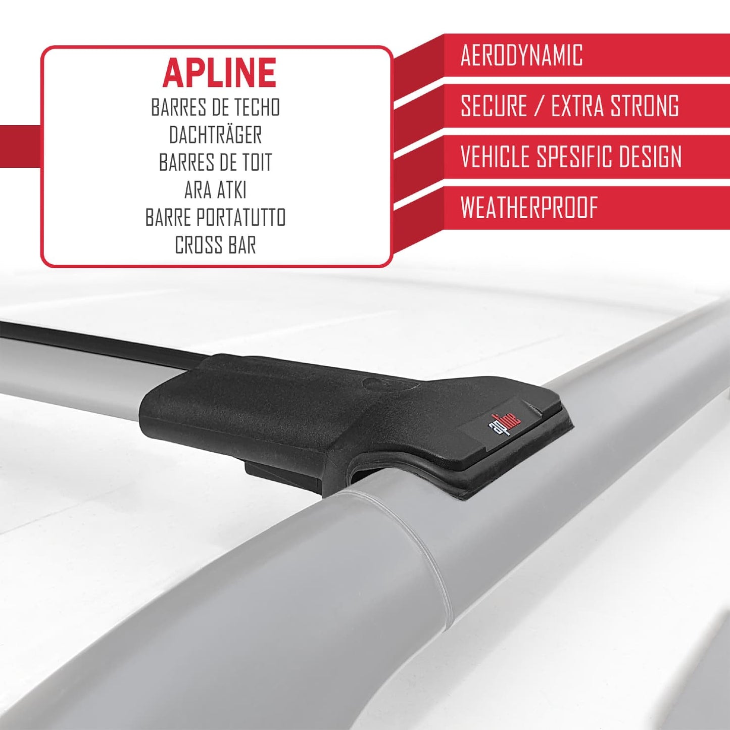 Compatible avec Skoda Octavia 2 (1Z) 2004-2013 FLY Model Barres de Toit Railing Porte-Bagages de Voiture Gris Aluminium 2 Barres
