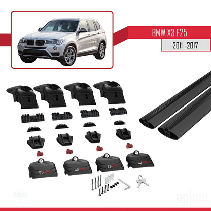 Compatibile con BMW X3 (F25) 2011-2017 ACE-2 Barre portatutto per auto Portapacchi in alluminio nero 2 barre