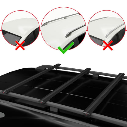 Compatible avec Ssangyong Grand Musso 2018-2025 BASIC Model Barres de Toit Railing Porte-Bagages de Voiture Noir Aluminium 3 Barres