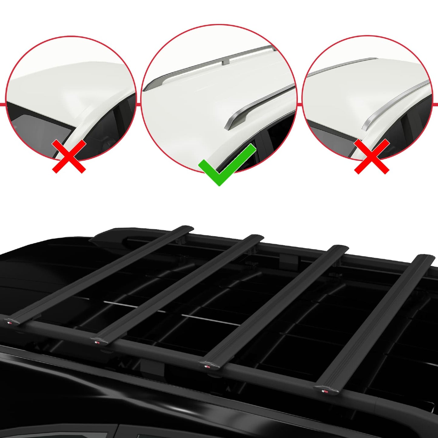 Compatible with Citroen Berlingo (M49) 1996-2003 BASIC Model Car Roof Rack Cross Bar Black Aluminium 4 Bars